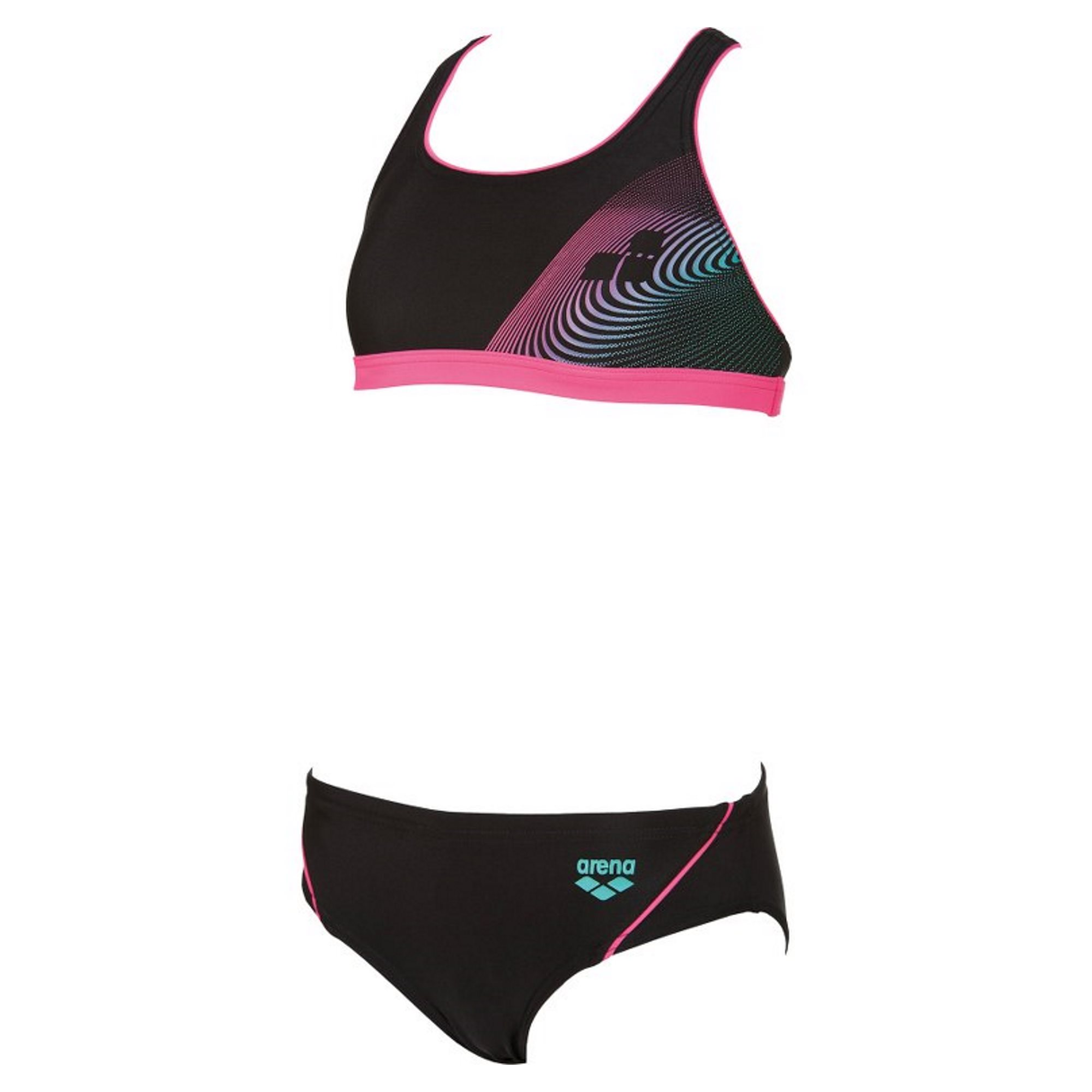 arena Espy JR Two Piece Mädchen Bikini 140 black/fresia rose/bali green